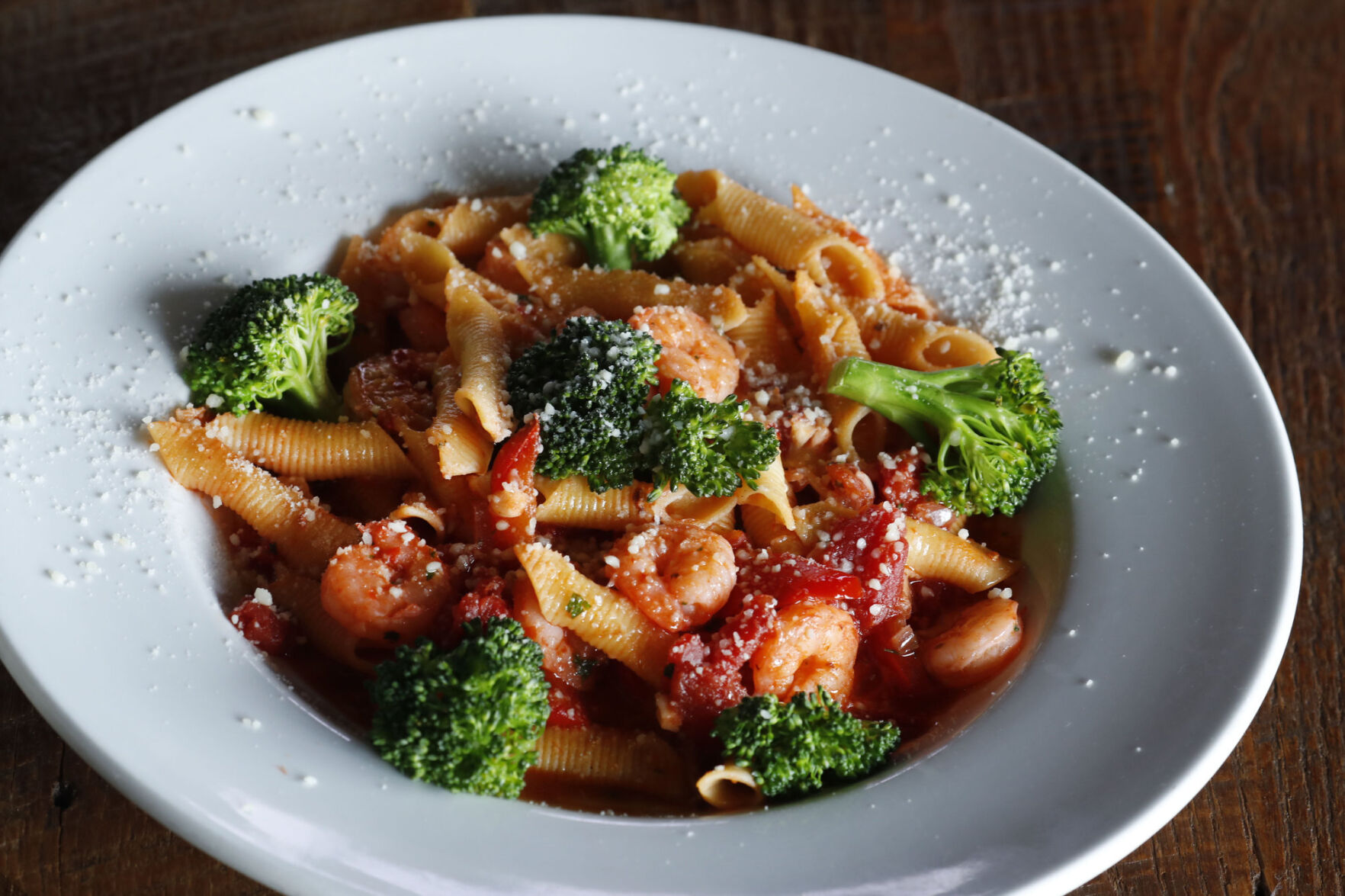 Shrimp garganelli at 800 Maple